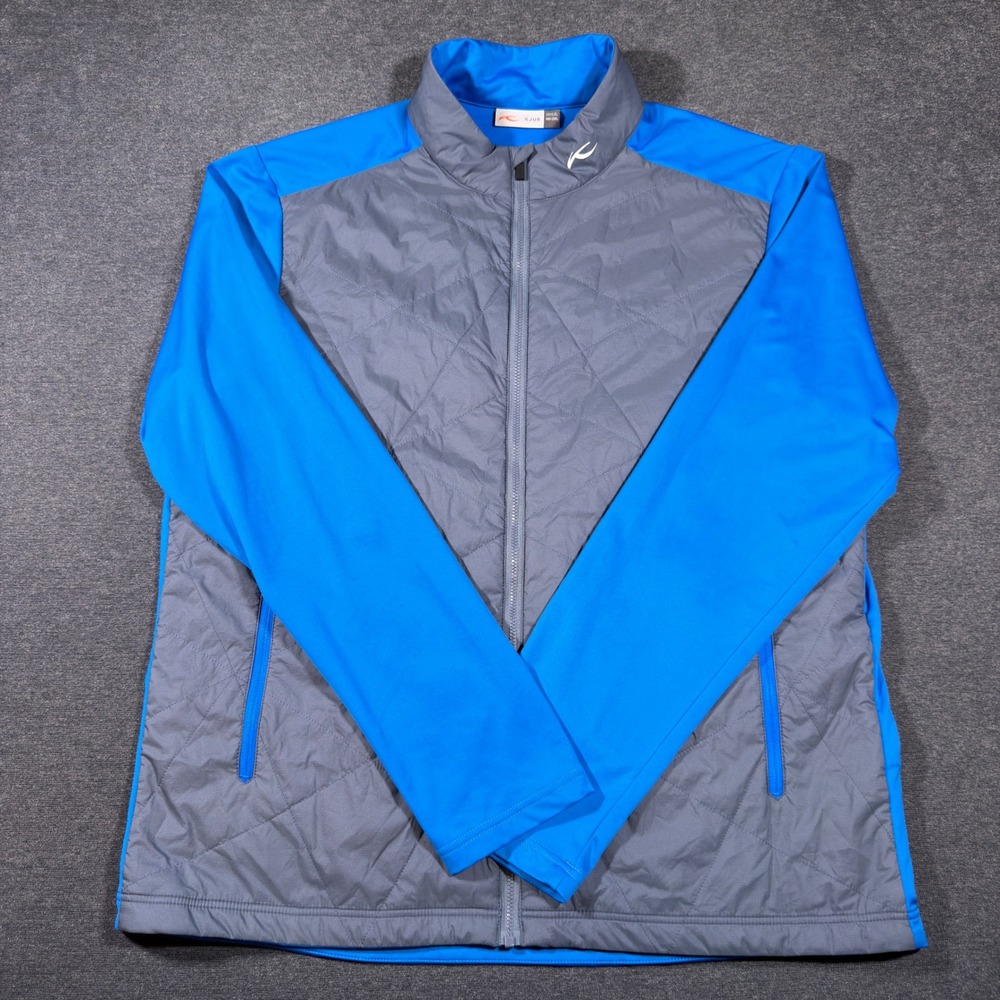 KJUS Retention Jacket Men 2XL Blue Gray Quilted Golf Lightweight Full Zip Light